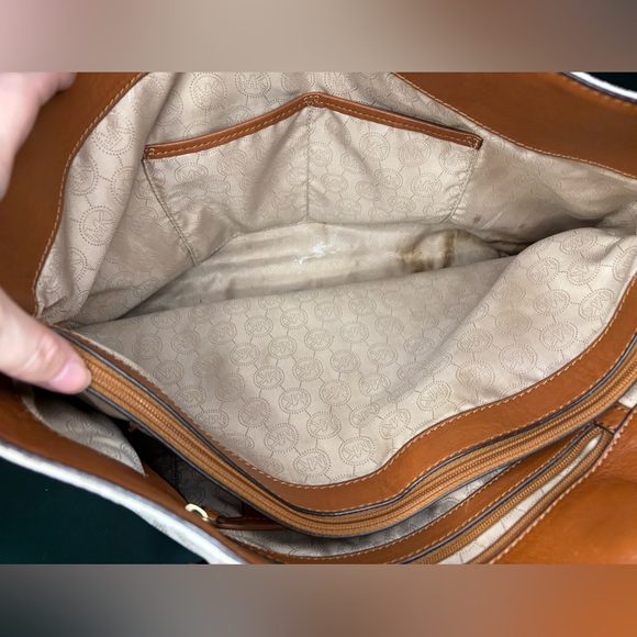 Brown and White Michael Kors Tote Bag - Picture 4 of 6